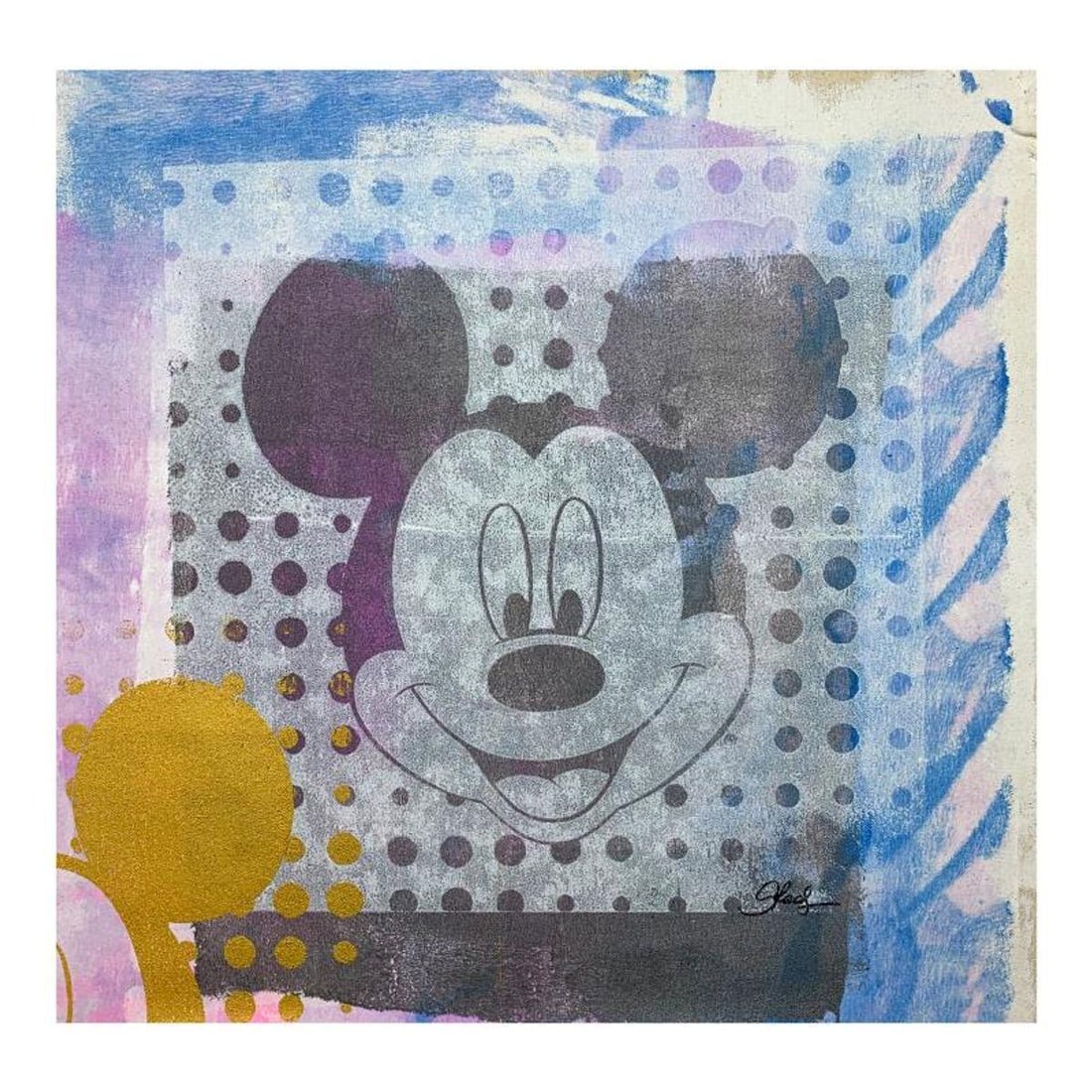 Gail Rodgers, "Mickey Mouse" Hand Signed Original Hand Pulled Silkscreen Mixed Media on Canvas with (1 of 2)