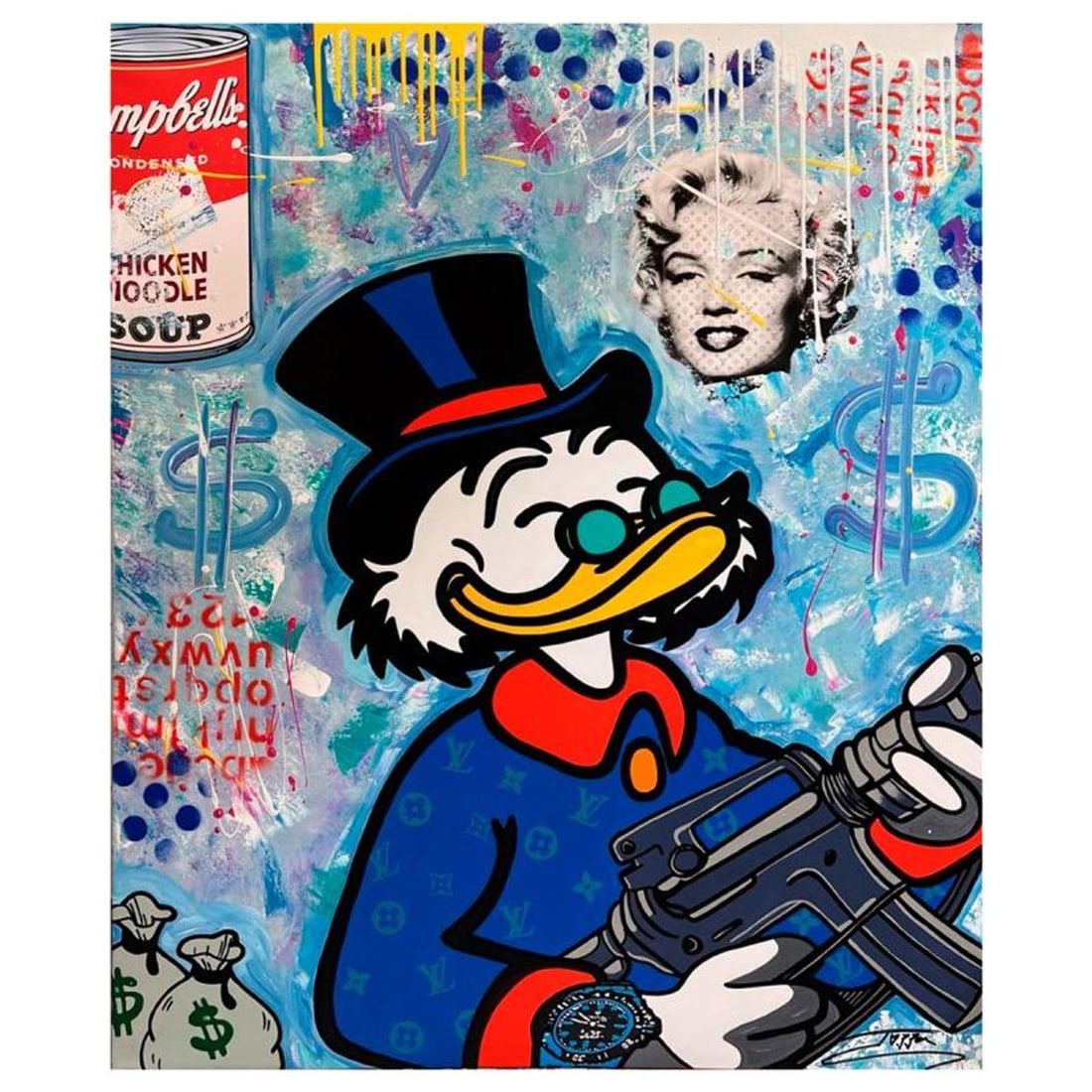 Jozza, "Peace and Love" Unique Mixed Media on Canvas, Hand Signed with Letter of Authenticity.: "Peace and Love" is a unique mixed media acrylic on gallery wrapped canvas by Jozza. Hand Signed by the artist and titled in verso, the piece comes with a letter of authenticity. Measures approximatel