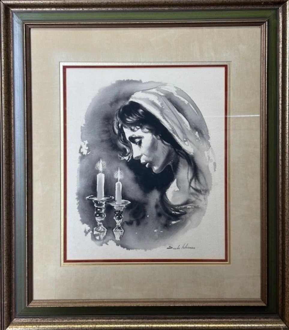 Sandu Leiberman- Original watercolor on paper: Artist: Sandu Leiberman. Medium: Original watercolor on paper. Measures approx. 24" x 30" (framed). Reference#: 33531.