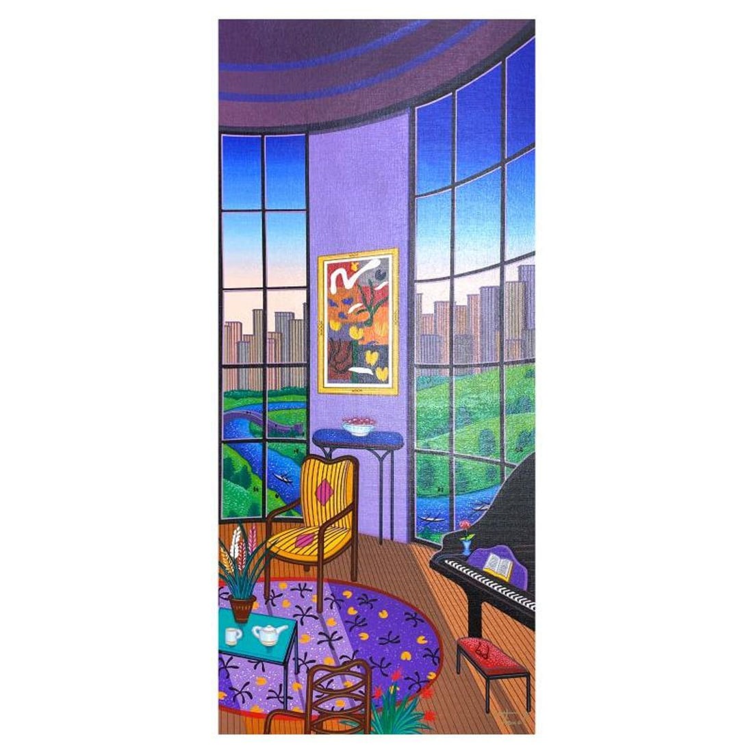 Fanch Ledan, "Salon Rotonde" Limited Edition Serigraph on Canvas, AP Numbered Inverso and Hand: Salon Rotonde is a limited edition serigraph on canvas by Fanch, AP numbered inverso and hand signed by the artist. Includes Letter of Authenticity. Measures approx. 27.5" x 12.5" (image). This proof