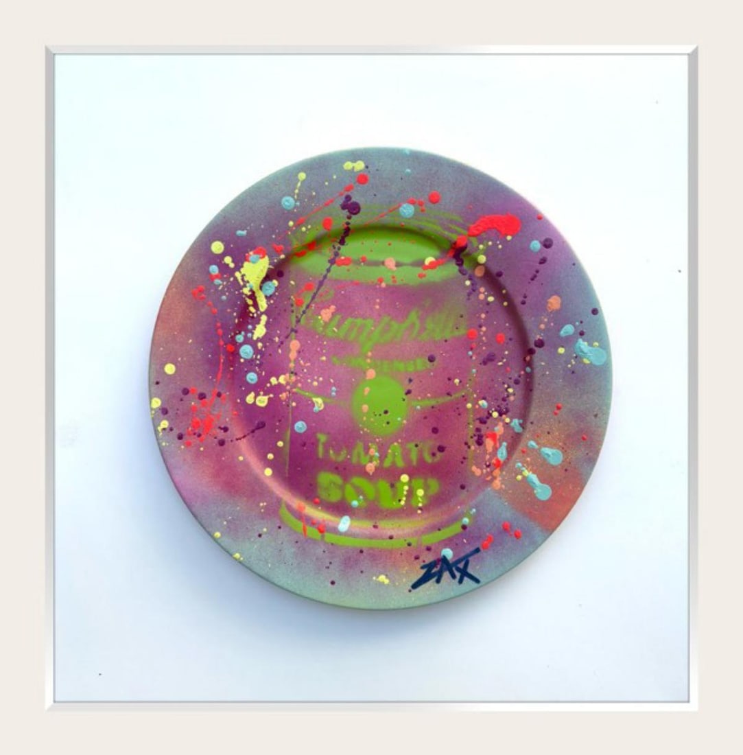 E.M Zax- 1/1 hand painted on ceramic: Artist: E.M Zax. Medium: 1/1 hand painted on ceramic. Measures approx. 20" x 20" (framed). Signature: Hand Signed. Reference#: 25187.