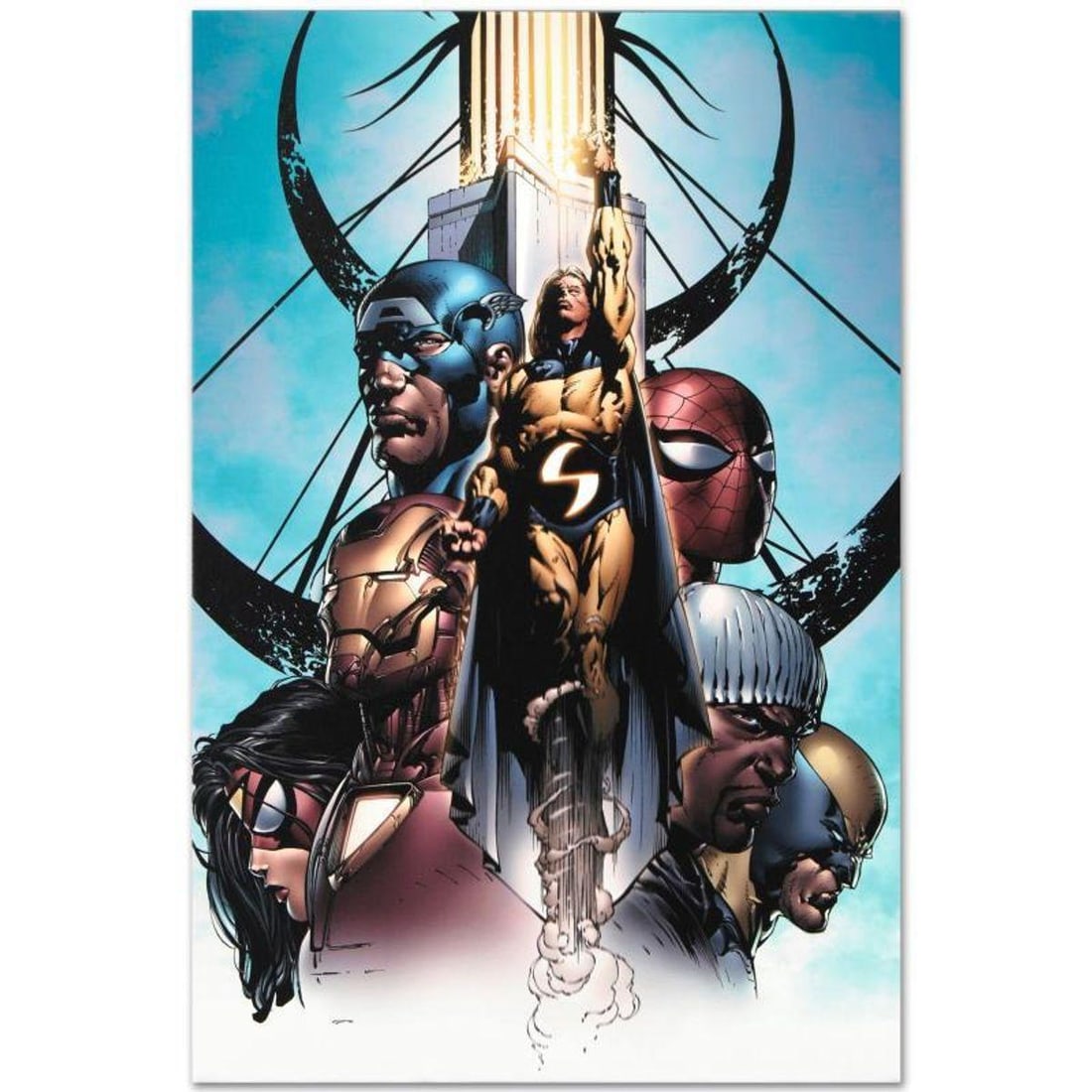 Marvel Comics "New Avengers #10" Numbered Limited Edition Giclee on Canvas by David Finch with COA.: A piece of comic book history, this limited edition, from original art by David Finch, depicts Captain America and other characters from the Marvel Universe. In 2003, Finch came to Marvel Comics for a