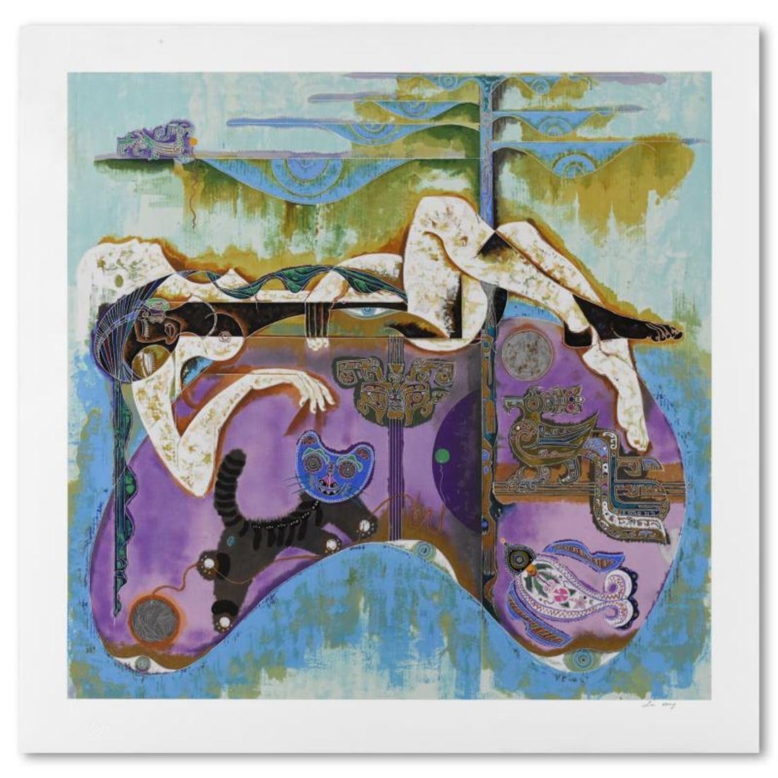 Lu Hong, "Magic" Limited Edition Serigraph, Numbered and Hand Signed with Letter of Authenticity: Magic is a limited edition serigraph on paper by Lu Hong, numbered and hand signed by the artist. Includes Letter of Authenticity. Measures approx. 38" x 37" (with border), 33" x 32" (image). ** Pleas