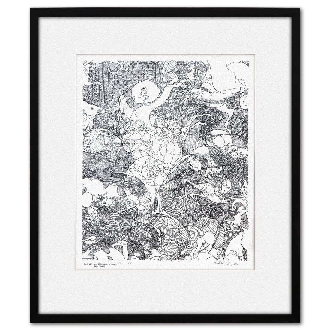 Guillaume Azoulay- Original Sketch: Artist: Guillaume Azoulay. Medium: Original Sketch. Size: 14" x 12". Measures approx. 20" x 18" (framed).