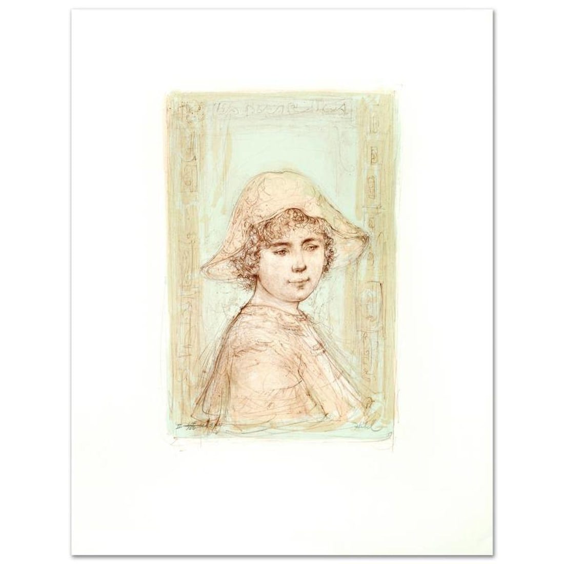 Victoria Limited Edition Lithograph by Edna Hibel (1917-2014), Numbered and Hand Signed with (1 of 1)
