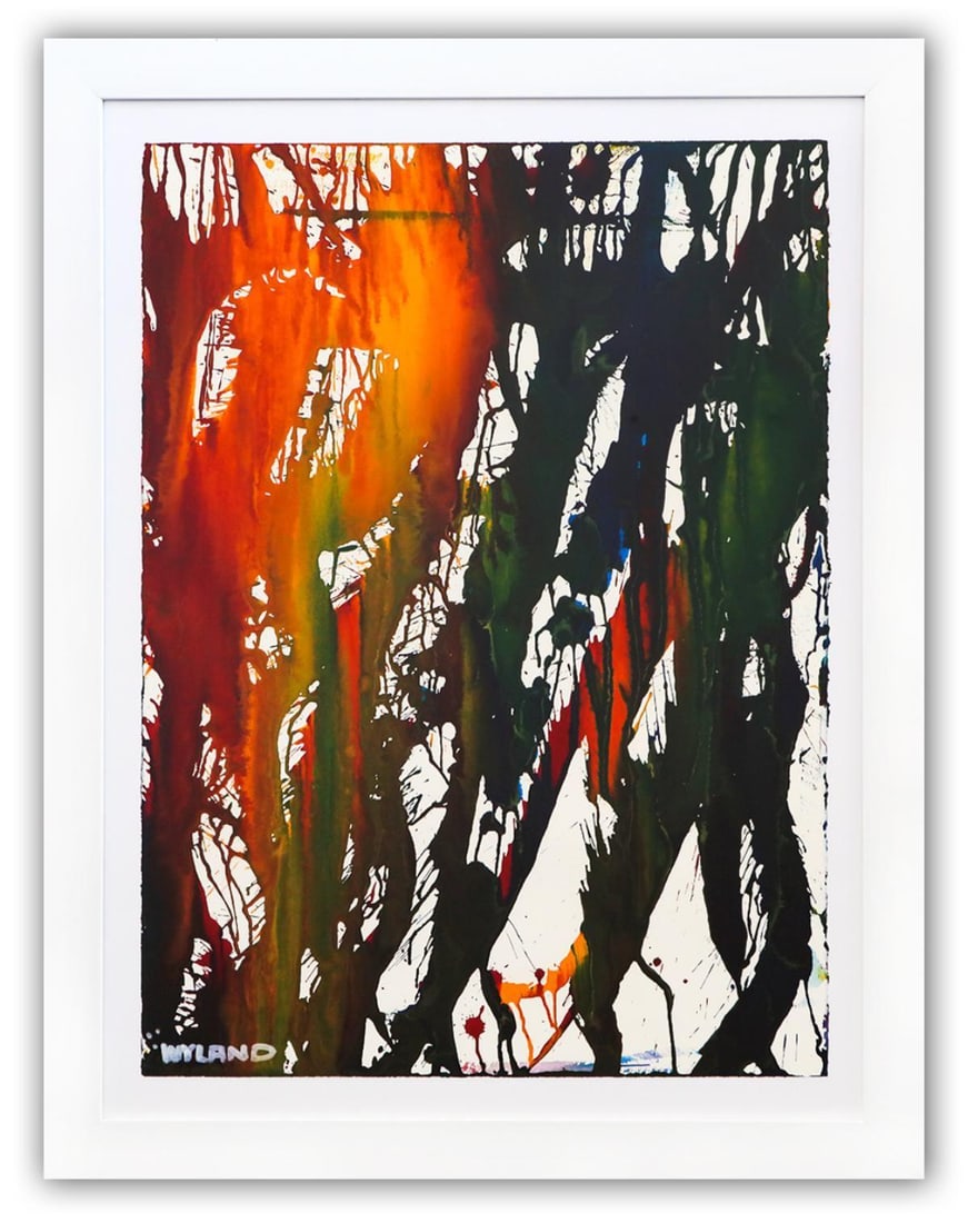 Wyland- Original Watercolor Painting on Deckle Edge Paper "Abstract": Artist: Wyland. Medium: Original Watercolor Painting on Deckle Edge Paper. Title: Abstract. Size: 30" x 22". Measures approx. 36" x 29" (framed). Signature: Hand Signed by the artist. Certificate of A