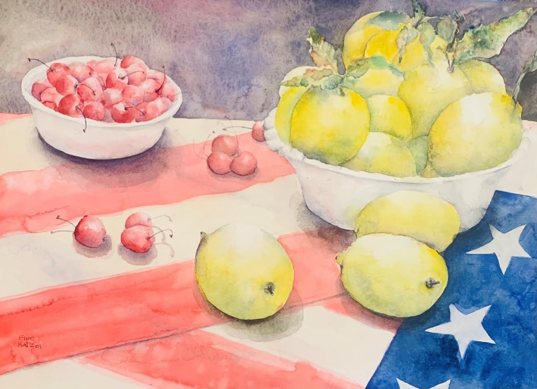 Fior Katzoi- Original watercolor painting on paper: Artist: Fior Katzoi. Medium: Original watercolor painting on paper . Size: 13" x 18". Signature: Signed. Reference#: 25061.