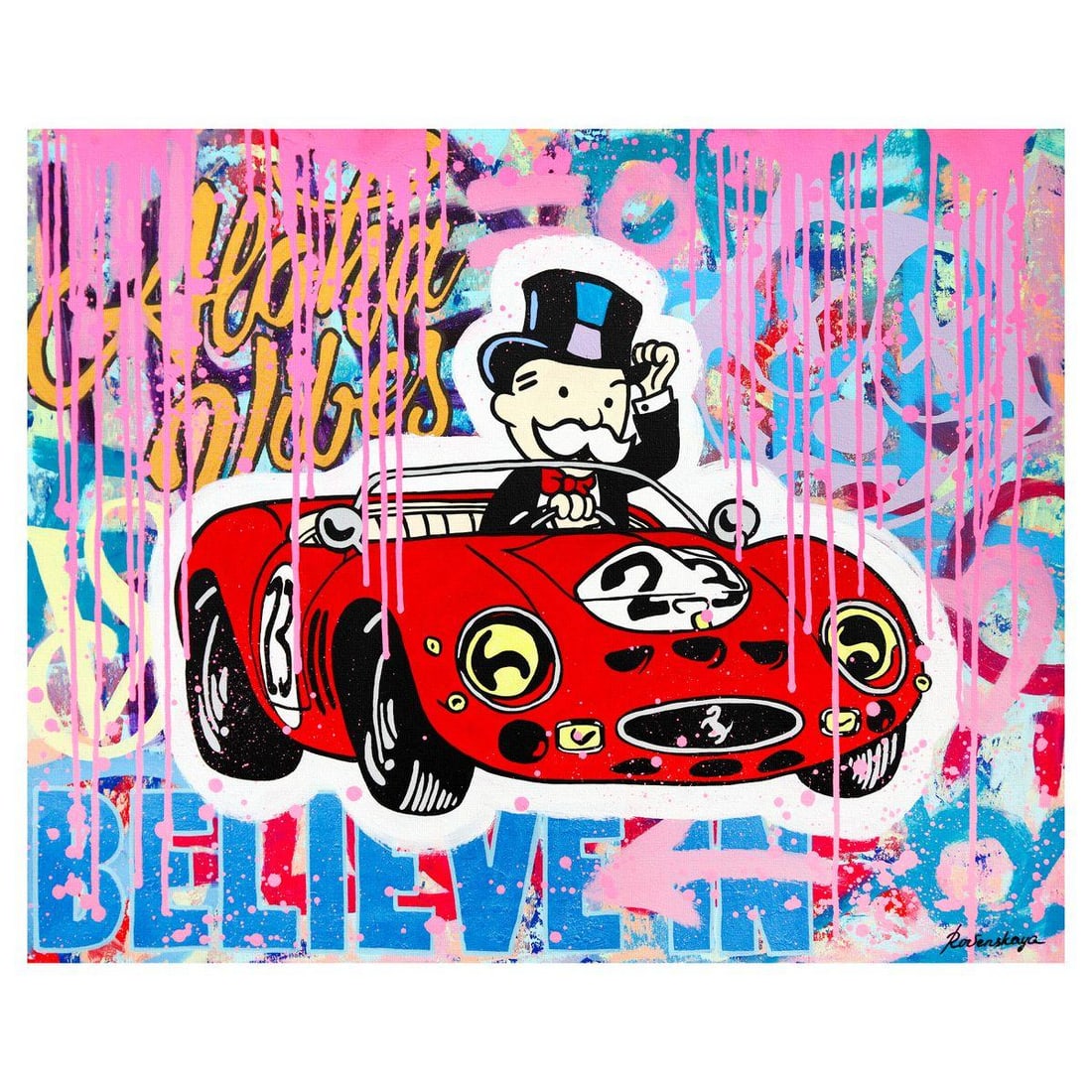 Nastya Rovenskaya- Original Oil on Canvas "Speed of Success": Artist: Nastya Rovenskaya. Medium: Original Oil on Canvas. Title: Speed of Success. Size: 24" x 30". Signature: Hand Signed. Certificate of Authenticity: Is included. Reference#: 36695.