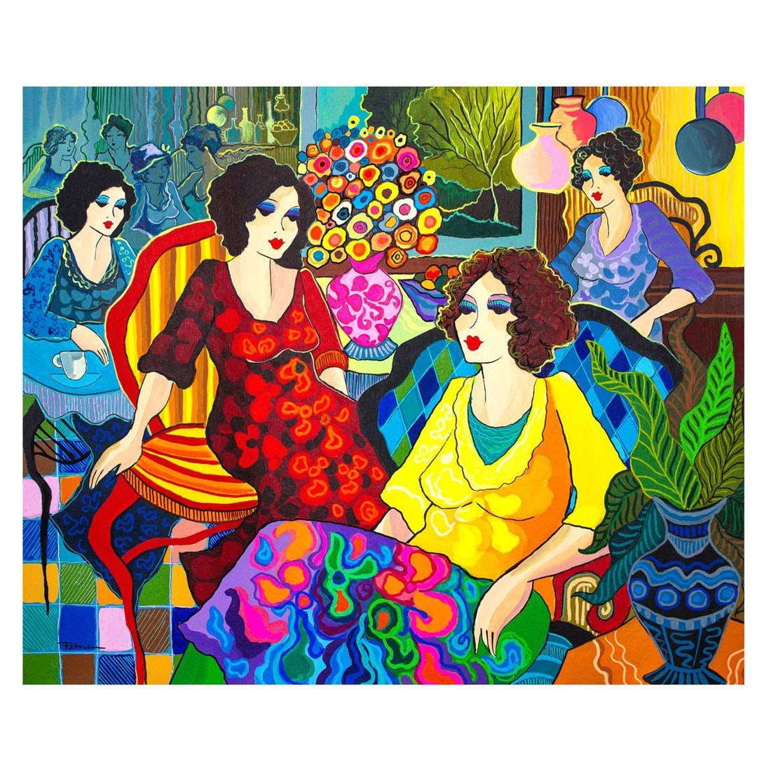 Patricia Govezensky- Original Acrylic on Canvas "Girls reunion" (1 of 2)