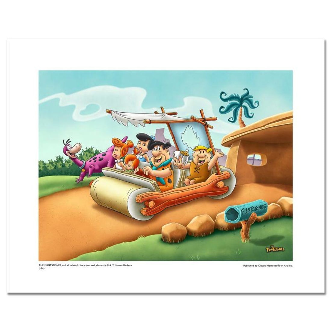 The Flintstones "Classic Car" Numbered Limited Edition with Certificate of Authenticity.: Classic Car is a licensed limited edition giclee on paper featuring classic Hanna-Barbera characters from The Flintstones. It comes numbered, with hologram seal, and a Certificate of Authenticity! Mea