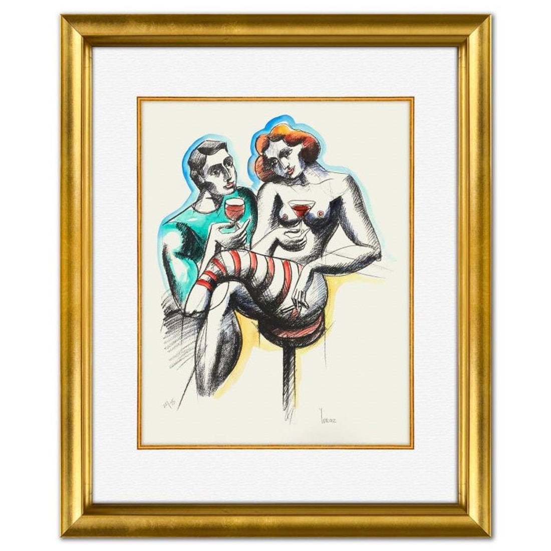 Yuroz, Framed Hand Painted Unique Variation Mixed Media, Numbered 22/75 and Hand Signed with Letter (1 of 2)