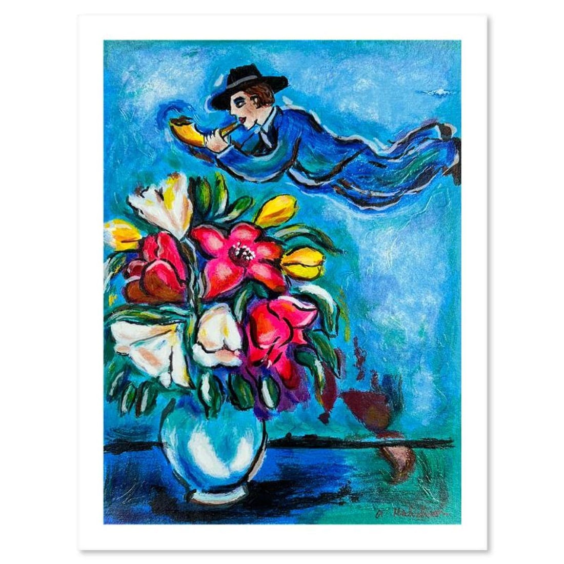 Alex Meilichson, "Message from an Angel" Hand Signed, Numbered Limited Edition Serigraph with Letter: Message from an Angel is a limited edition serigraph on paper by Alex Meilichson. The piece comes hand signed by the artist, numbered, and with a letter of authenticity. Measures approximately 12" x 9