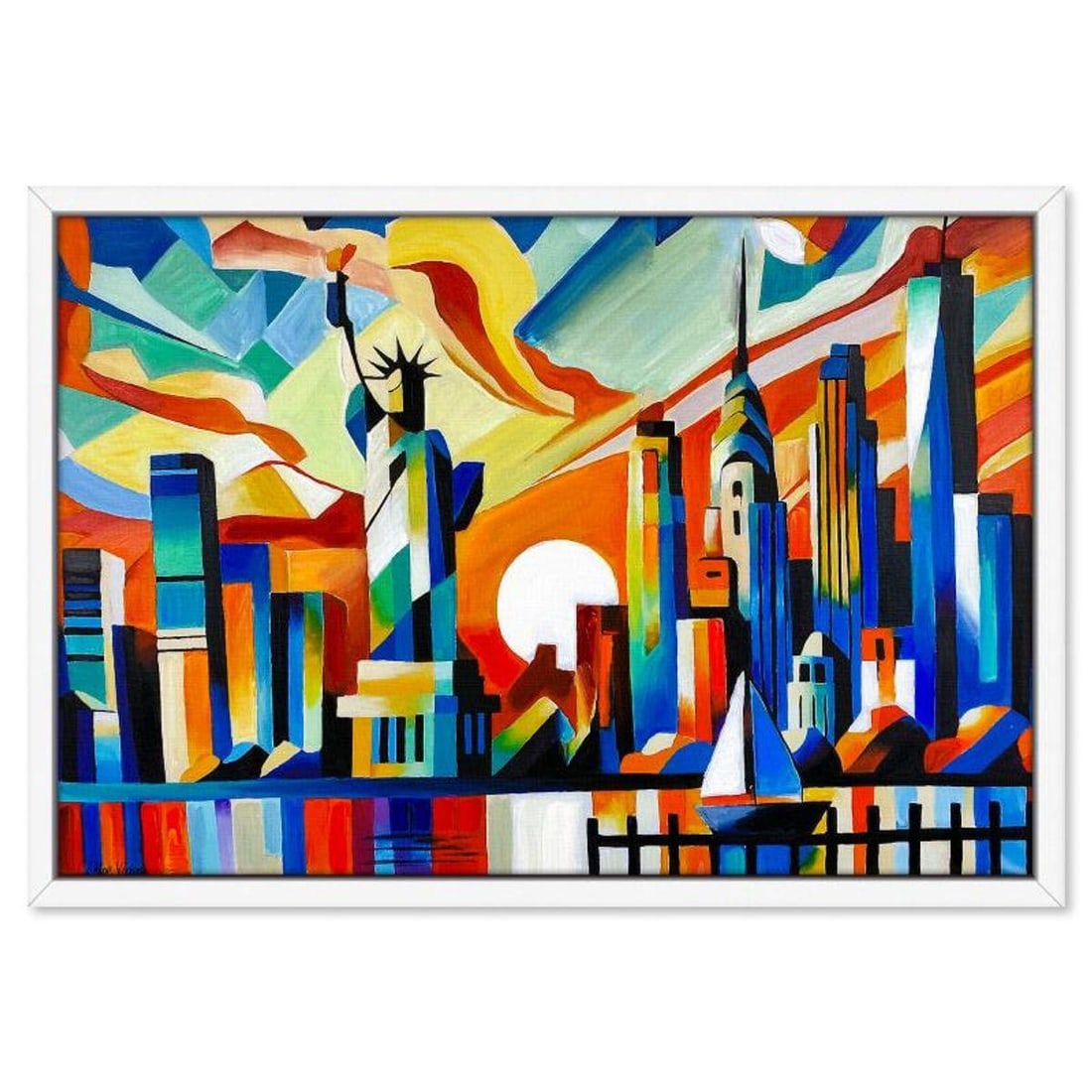 Chloe Victoria, "Colour of Liberty" Framed One-of-a-Kind Mixed Media Overpaint on Canvas, Hand (1 of 2)