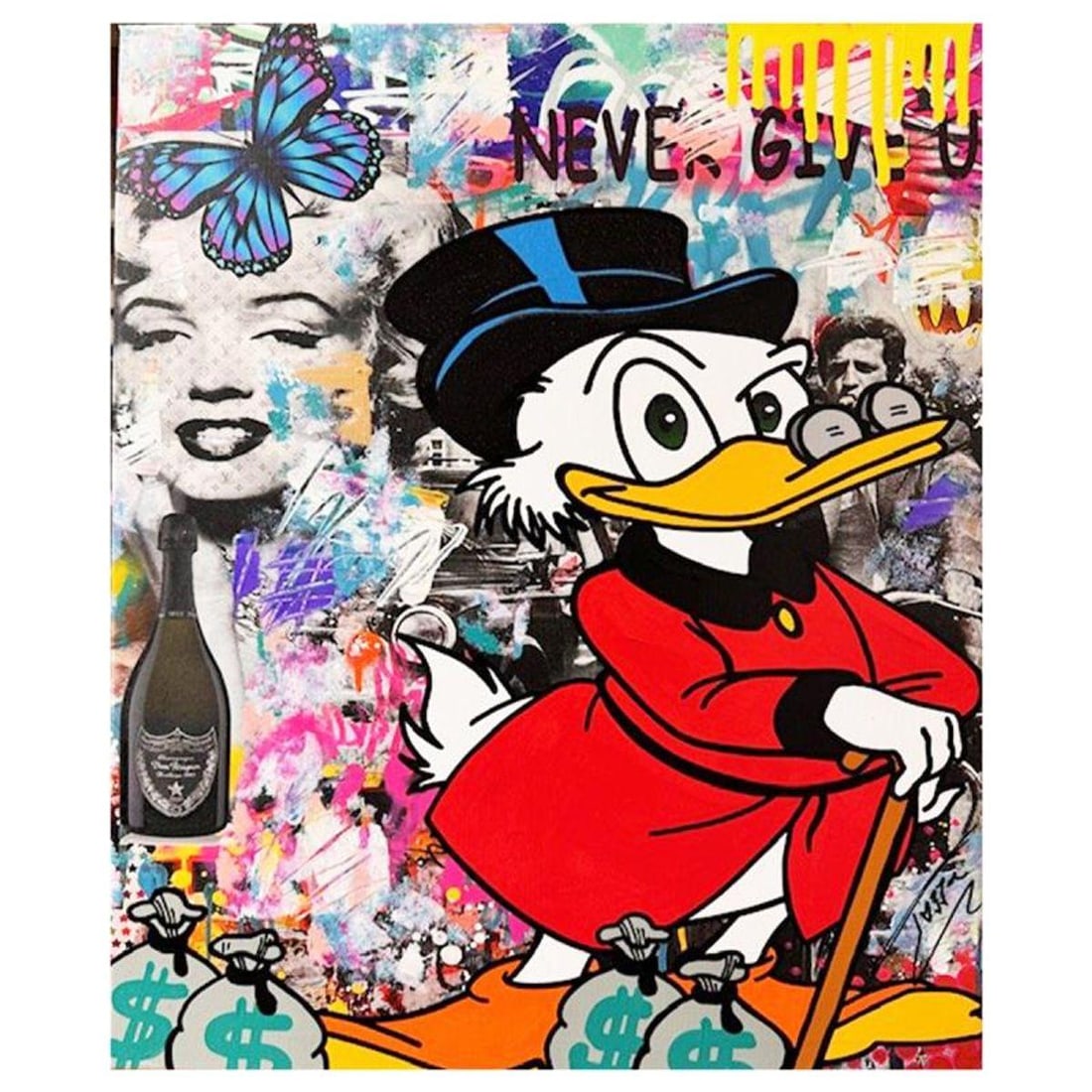 Jozza, "Blue Day" Unique Mixed Media on Canvas, Hand Signed Inverso with Letter of Authenticity.: "Blue Day" is a unique mixed media acrylic on gallery wrapped canvas by Jozza. This piece is hand signed and titled in verso. Includes Letter of Authenticity. Measures approximately 30" x 24" (image).