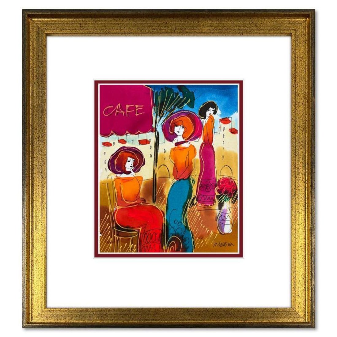 Moshe Leider, Framed Original Mixed Media Watercolor Painting, Hand Signed with Letter of: This is an original mixed media watercolor painting on paper by Moshe Leider. Hand signed by the artist, this piece comes custom framed and includes a Letter of Authenticity. Measures approximately 16