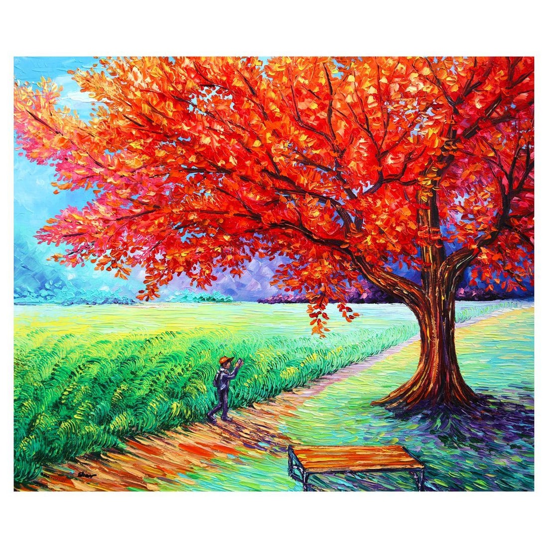 Svyatoslav Shyrochuk- Original Oil on Canvas "Autumn’s Quiet Crossing": Artist: Svyatoslav Shyrochuk. Medium: Original Oil on Canvas. Title: Autumn’s Quiet Crossing. Size: 20" x 24". Signature: Hand Signed. Certificate of Authenticity: Is included. Reference#: 36686.