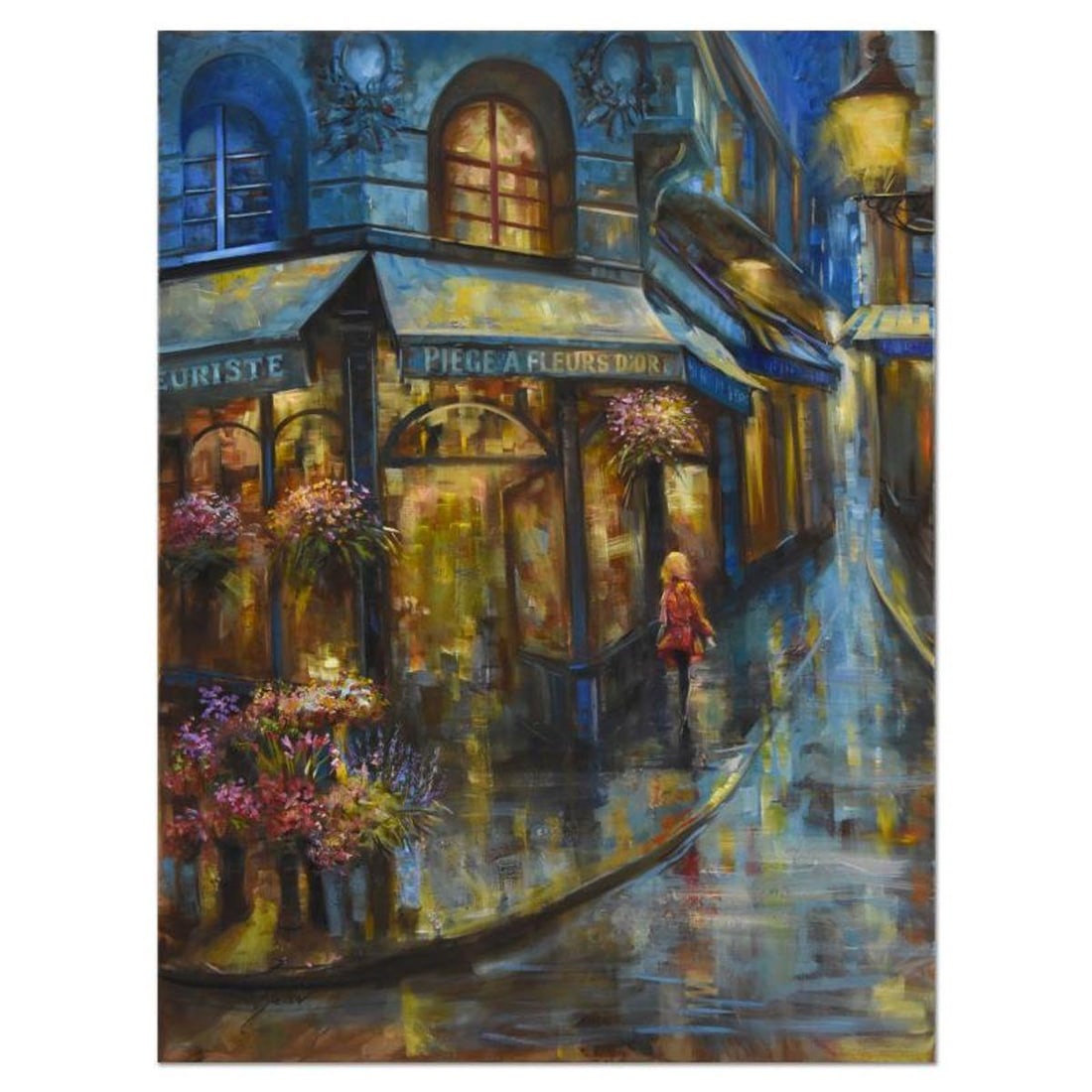 Vadik Suljakov, "Parisian Evening" Original Oil Painting on Canvas, Hand Signed with Letter of (1 of 2)