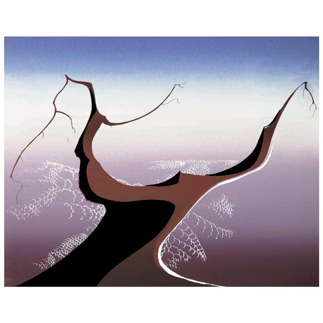 Eyvind Earle (1916-2000), "Desert Tree" Limited Edition Serigraph. Hand Signed and Certificate of: Desert Tree is a limited edition serigraph on paper by Eyvind Earle (1916-2000). The piece is numbered, hand-signed by the artist, and accompanied by a certificate of authenticity. Measures approximat
