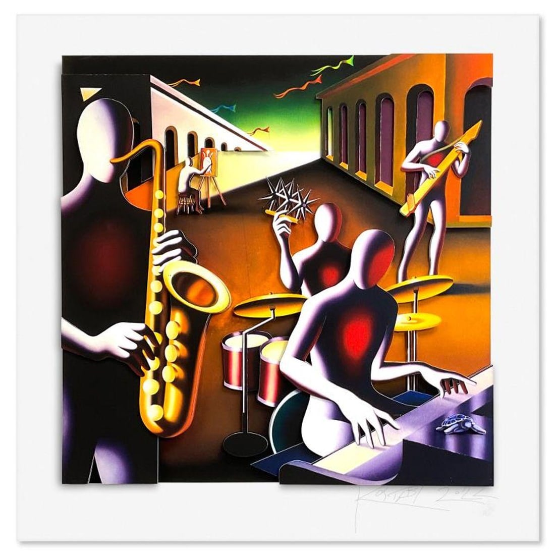Mark Kostabi, "Metaphysical Harmony" Limited Edition 3D Construction, Numbered and Hand Signed with (1 of 3)