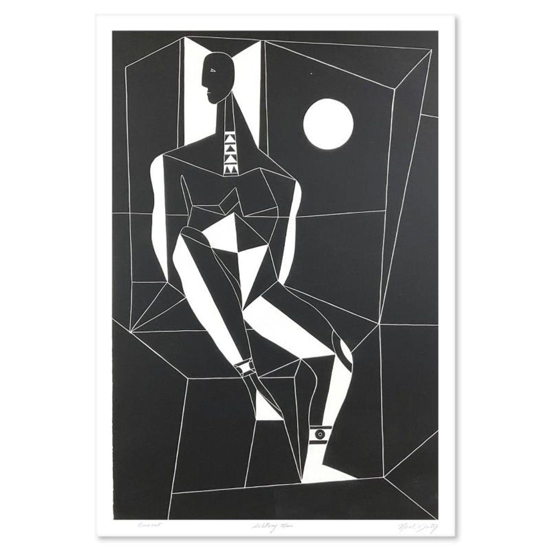 Neal Doty (1941-2016), "Solitary Man" Limited Edition Linocut, Numbered and Hand Signed with Letter (1 of 2)