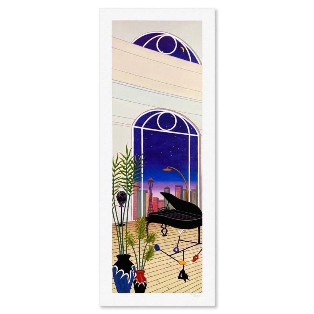 Fanch Ledan, "Chicago Night Piano" Limited Edition Serigraph, EA Numbered and Hand Signed with (1 of 2)