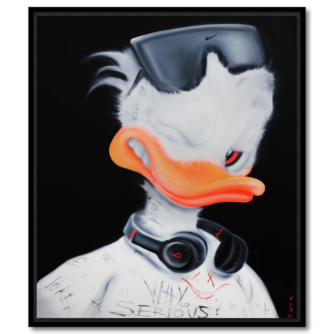 Viqa- Original Oil on Canvas with Collage "Teen Donald Duck" (1 of 2)