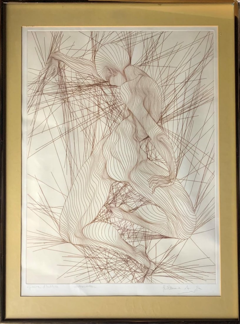 Guillaume Azoulay- Etching on Paper "Contraction": Artist: Guillaume Azoulay. Medium: Etching on Paper. Title: Contraction. Size: 24" x 30". Signature: Signed. Reference#: 25049.