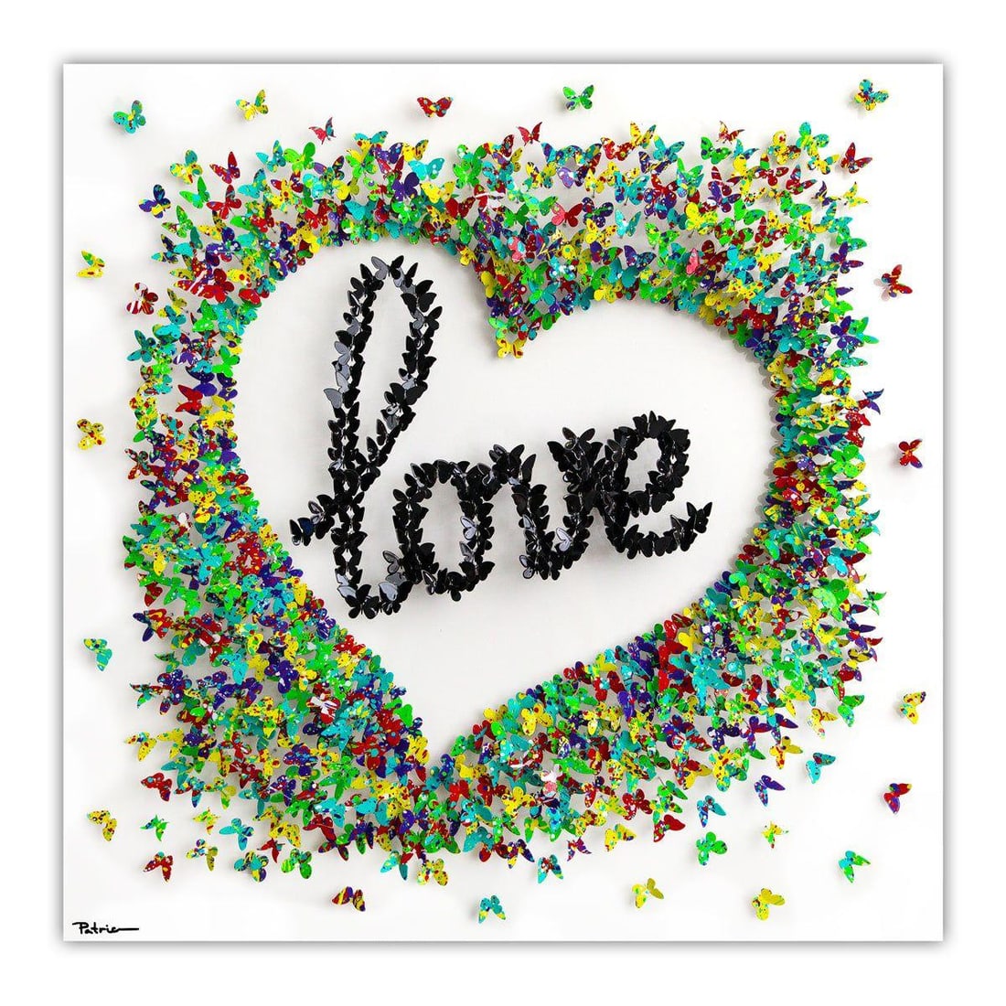 Patricia Govezensky- Original 3D Metal Art on Wood "Love Story": Artist: Patricia Govezensky. Medium: Original 3D Metal Art on Wood. Title: Love Story. Size: 33.5" x 33.5". Signature: Hand Signed by the artist. Certificate of Authenticity: From the publisher. Refer