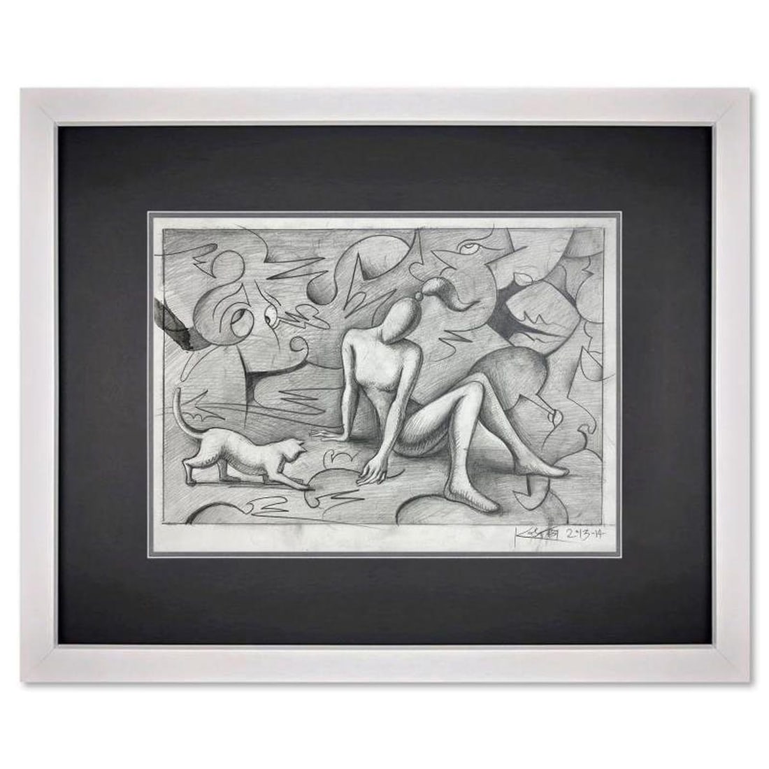 Mark Kostabi, "The Lure and the Cure" Framed Original Drawing on Paper, Hand Signed with Certificate: "The Lure and the Cure" is an original drawing on paper by Mark Kostabi, hand signed by the artist. This piece comes custom framed. Includes Certificate of Authenticity. Measures approx. 15.5" x 19" (