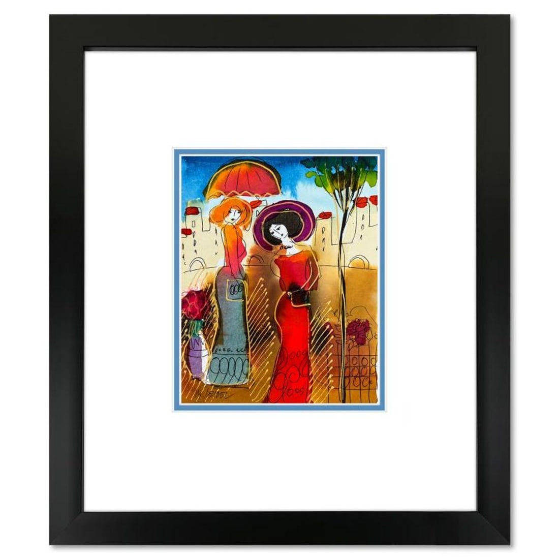 Moshe Leider, Framed Original Mixed Media Watercolor Painting, Hand Signed with Letter of: This is an original mixed media watercolor painting on paper by Moshe Leider. Hand signed by the artist, this piece comes custom framed and includes a Letter of Authenticity. Measures approximately 15