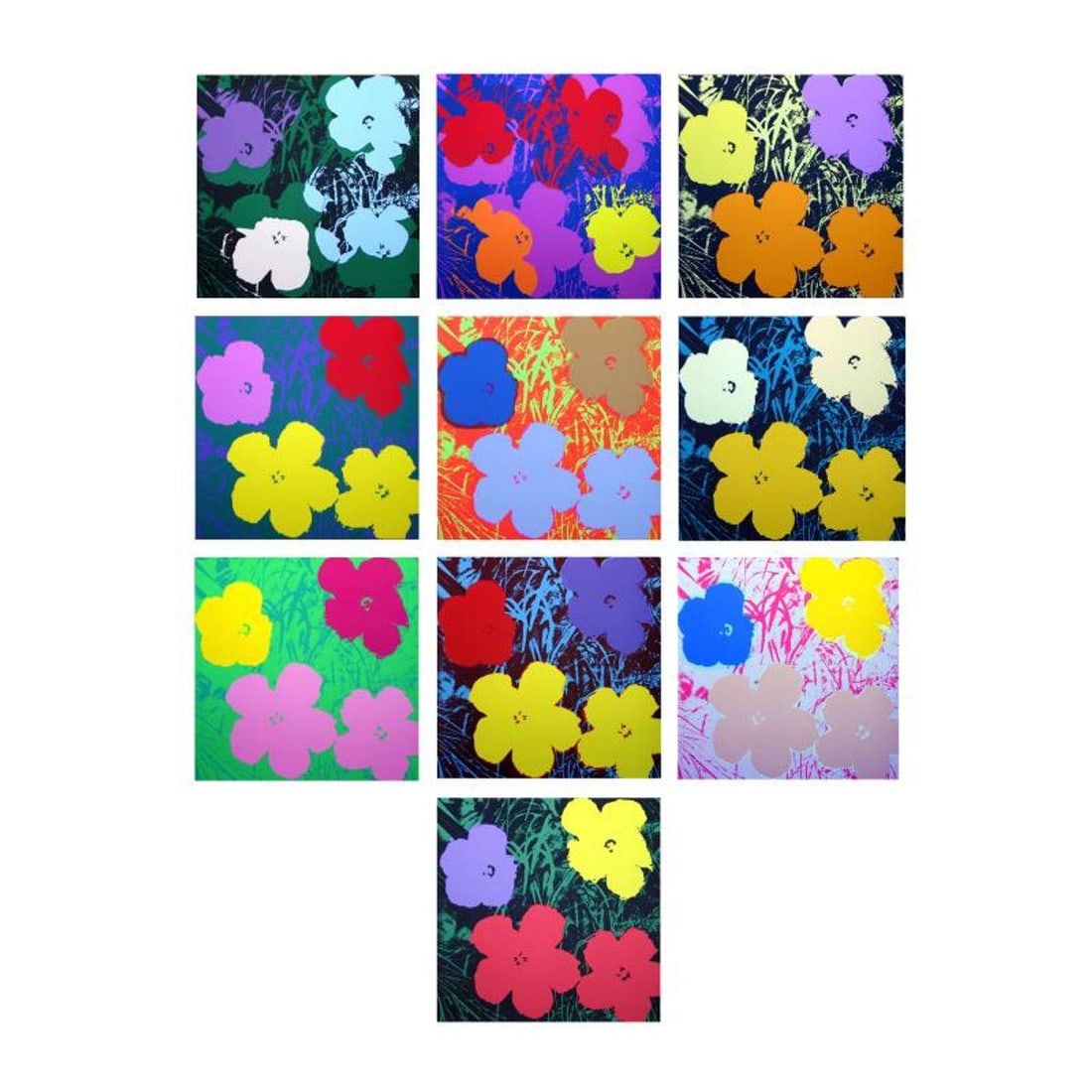 Andy Warhol "Flowers Portfolio" Suite of 10 Silk Screen Prints from Sunday B Morning.: Flowers Portfolio is a suite of 10 silk screen prints on paper (open edition) from Sunday B Morning featuring the works of Andy Warhol. The piece is stamped in blue on the back with "Published by Sund