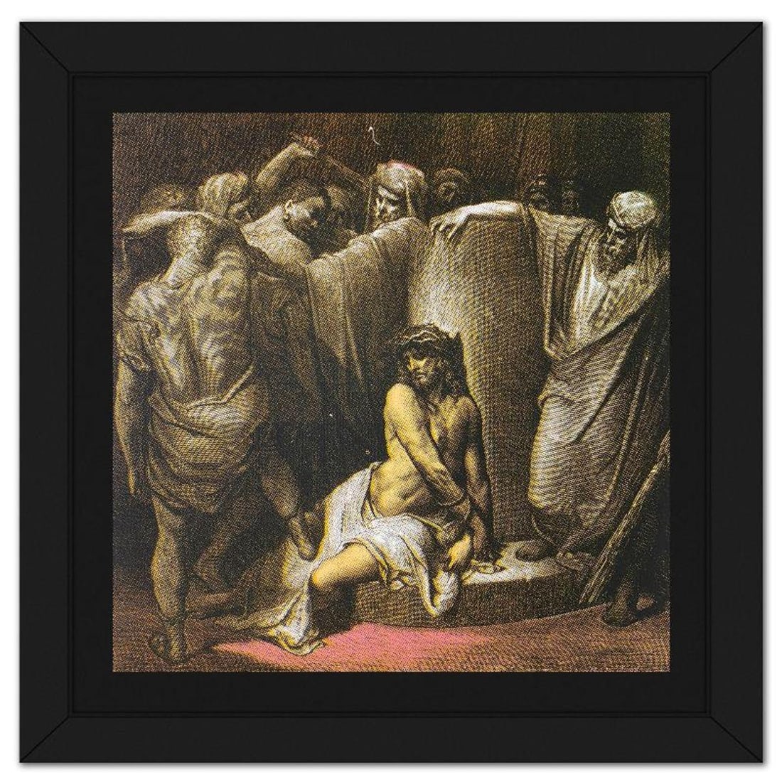 Steve Kaufman (1960-2010), "Jesus in Thorns" Framed Hand Embellished Limited Edition Silscreen,: "Jesus in Thorns" is a hand embellished limited edition silkscreen on canvas by Andy Warhol protege, Steve Kaufman (1960-2010), numbered AP 8/50 inverso and hand signed by the artist. This piece comes