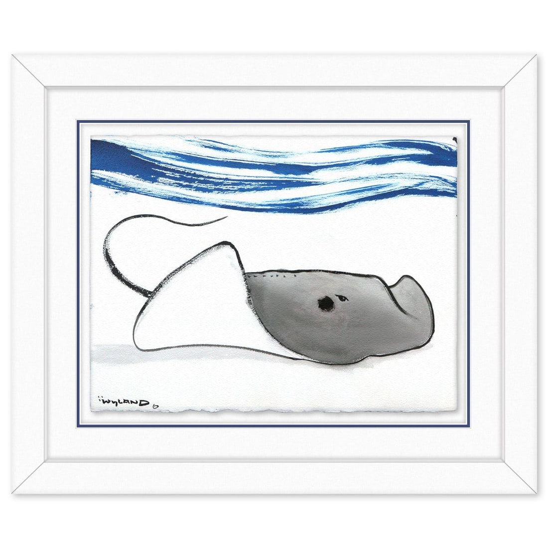 Wyland- Original Sumi Ink Painting "Manta": Artist: Wyland. Medium: Original Sumi Ink Painting. Title: Manta. Size: 23" x 30". Measures approx. 26" x 43" (framed). Signature: Hand signed by the artist. Certificate of Authenticity: Is included.
