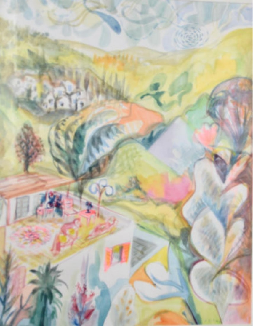 Shlomo Schwartz- Original Watercolor on paper: Artist: Shlomo Schwartz. Medium: Original Watercolor on paper. Size: 24" x 34". Signature: Hand Signed. Reference#: 25095.