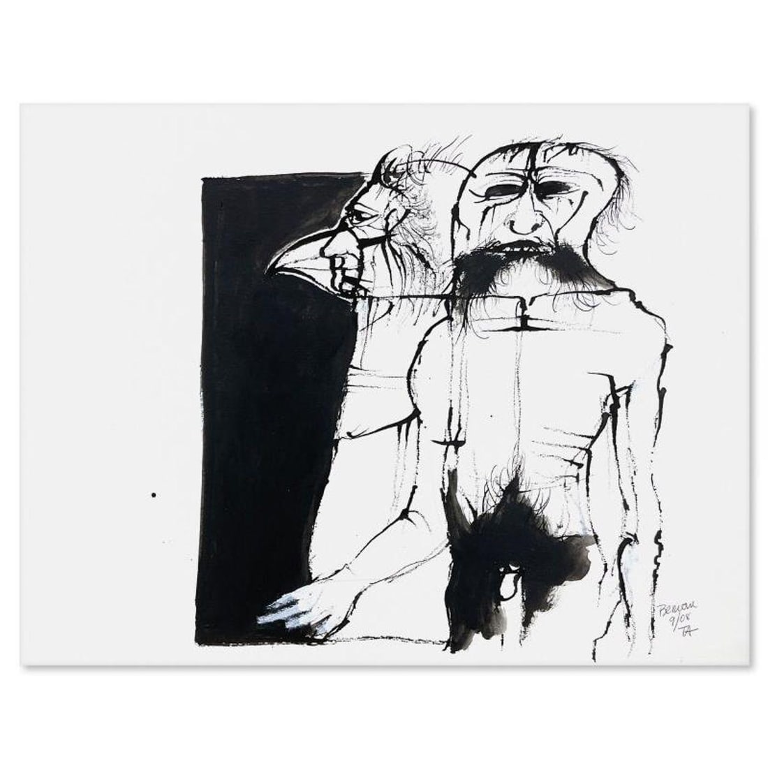 Milton Berwin (1925-2023), Original Painting (22" x 25"), Hand Signed with Letter of Authenticity.: This is an original painting on paper by Milton Berwin (1925-2023), Hand signed by the artist. Includes Letter of Authenticity. Measures approx. 22" x 25" (image).