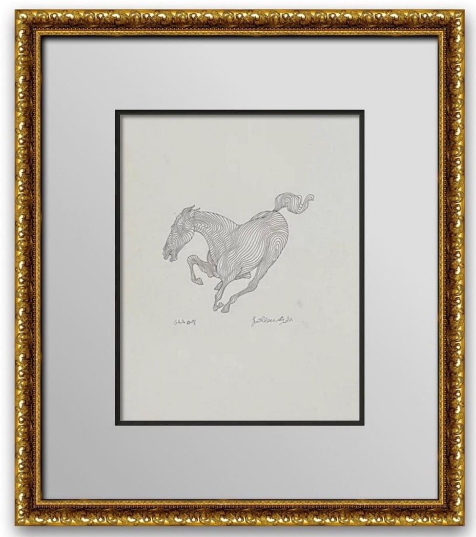 Guillaume Azoulay- Drawing on paper: Artist: Guillaume Azoulay. Medium: Drawing on paper. Size: 9" x 12". Measures approx. 18" x 22" (framed). Reference#: 25047.
