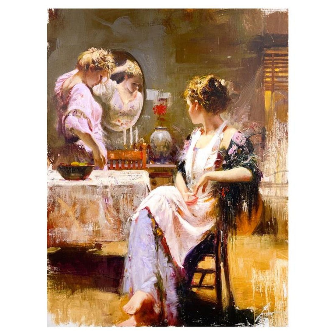 Pino (1939-2010), "Sisters" Limited Edition on Canvas, Numbered and Hand Signed with Certificate of (1 of 2)