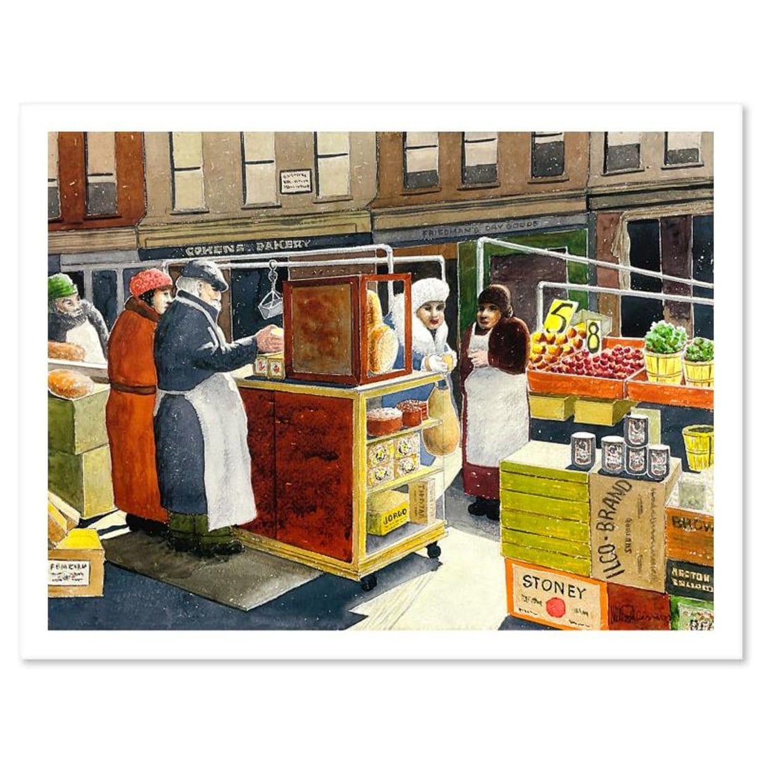 William Schlesinger (1915-2011), "Market Day II" Limited Edition Serigraph, Numbered and Hand Signed (1 of 2)