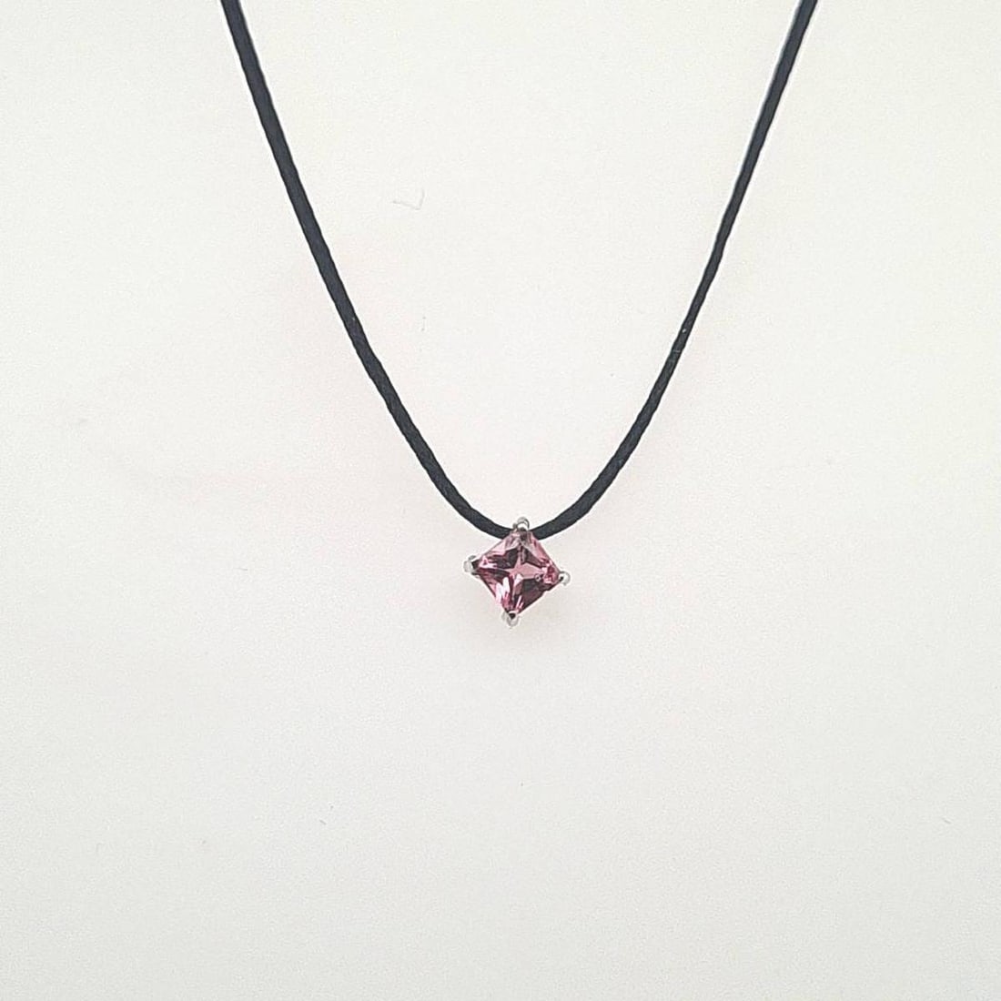 14kt White Gold 0.32ctw Gold Bracelet: One 14k white gold bracelet, set with natural stone. Jewelry Weight: 0.8Grs Total Diamonds Weight: 0.32Cts Main Stones Description: Quantity: 1 Cut and shape: Princess Carats Weight: 0.32 Color: Pink