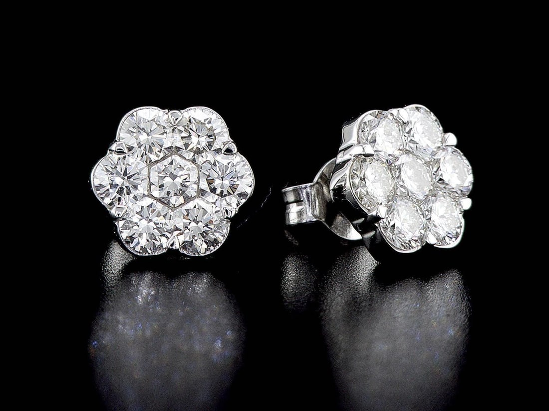 18kt White Gold 1.98ctw Diamond Earrings (1 of 2)