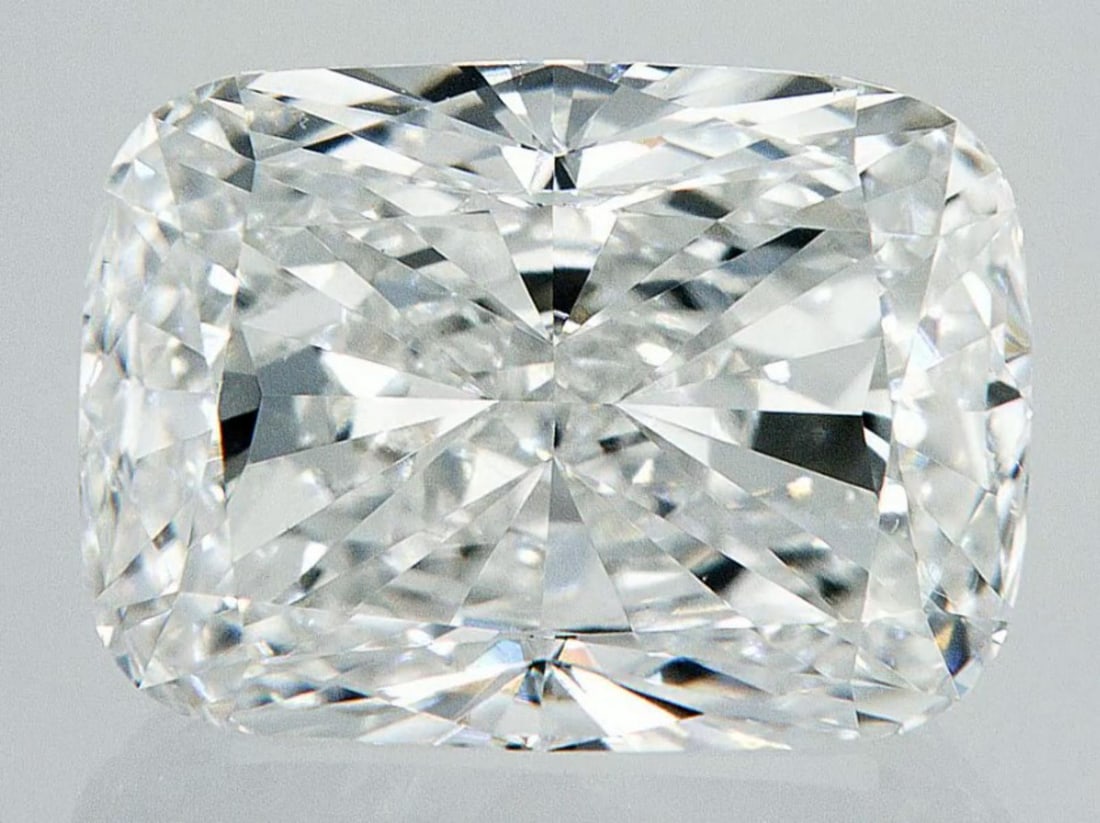 Lab Grown 7.02 ct, Color F/VS1 IGI Graded Diamond: Lab/Natural Diamond: Lab Carat Weight: 7.02 Color Grade: F Clarity Grade: VS1 Model: CUSHION Fluorescence: None Polish: EX Symmetry: EX Depth: 65.8 Table: 66 Size: 12.34*9.65*6.35 Certificate Number: