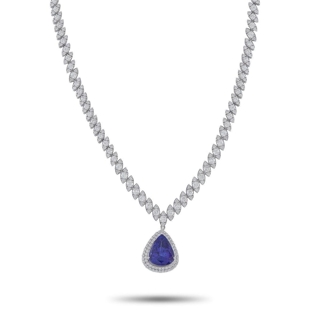 18K WHITE GOLD 10.03CT DIAMOND AND TANZANITE NECKLACE (1 of 4)