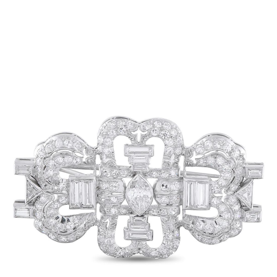 PLATINUM 3.50CT DIAMOND BROOCH (1 of 3)