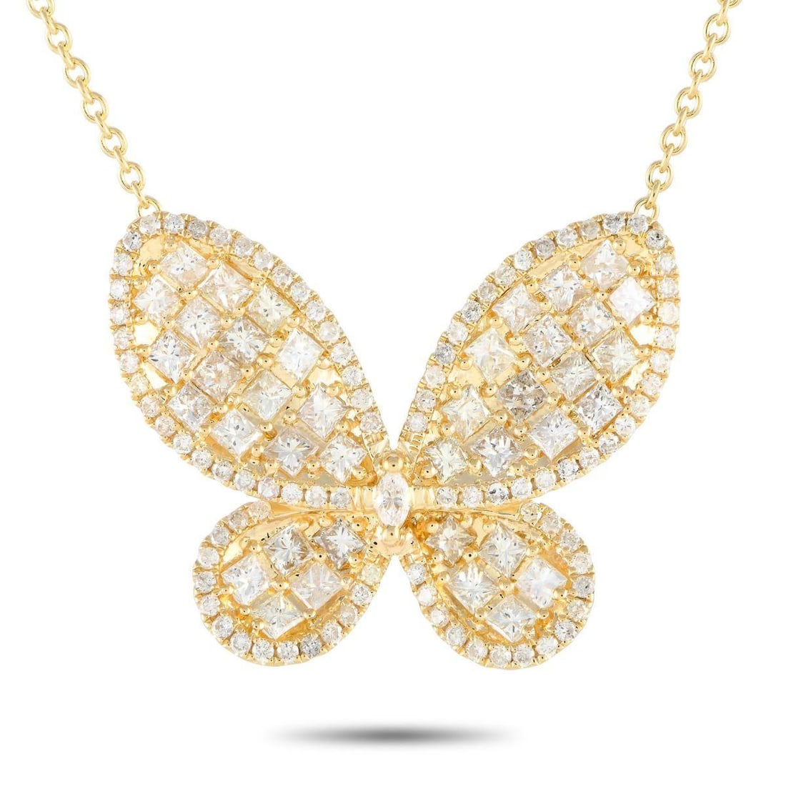 14K YELLOW GOLD 3.73CT DIAMOND BUTTERFLY NECKLACE (1 of 4)