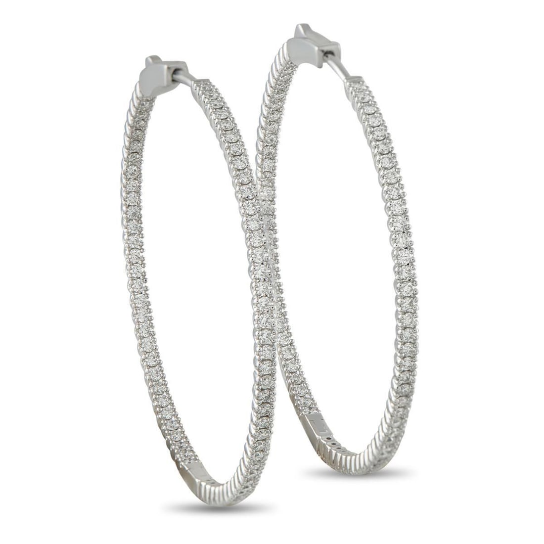 14K WHITE GOLD 1.56CT DIAMOND INSIDE-OUT HOOP EARRINGS (1 of 4)