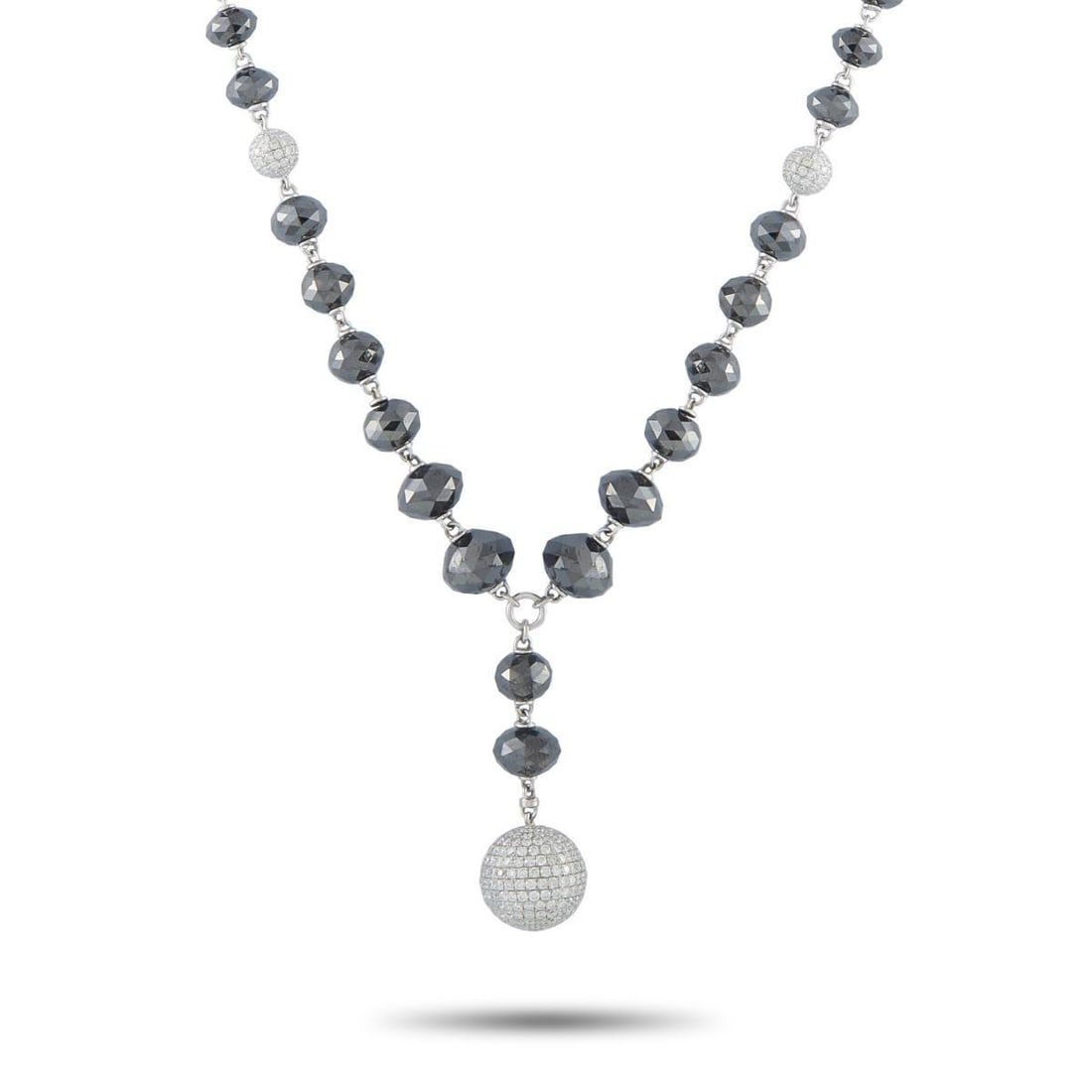 18K WHITE GOLD 15.49CT WHITE AND BLACK DIAMOND NECKLACE (1 of 4)