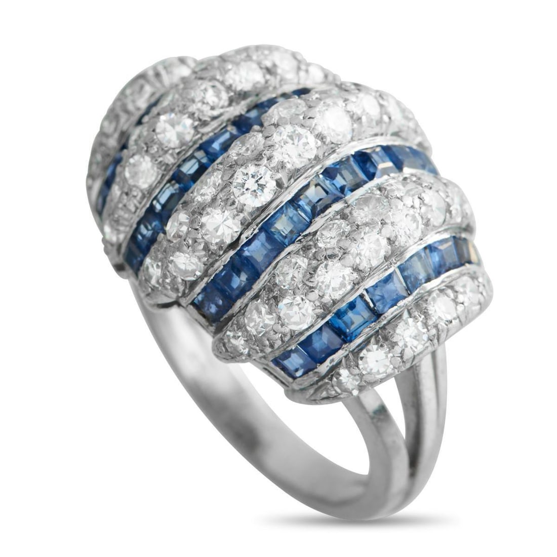 PLATINUM 0.84CT DIAMOND AND SAPPHIRE RING (1 of 3)