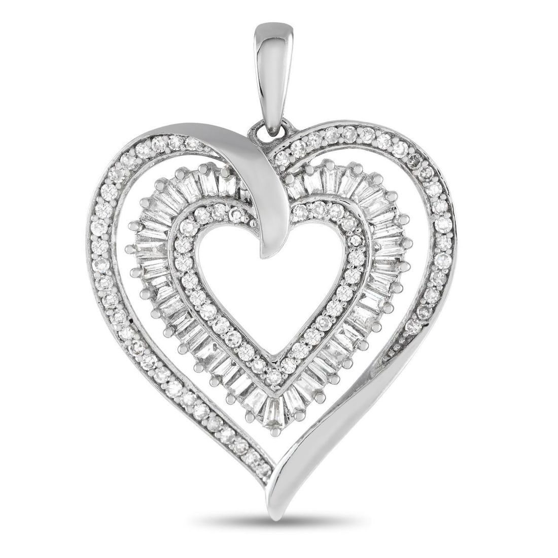 14K WHITE GOLD 0.50CT DIAMOND HEART PENDANT (1 of 3)