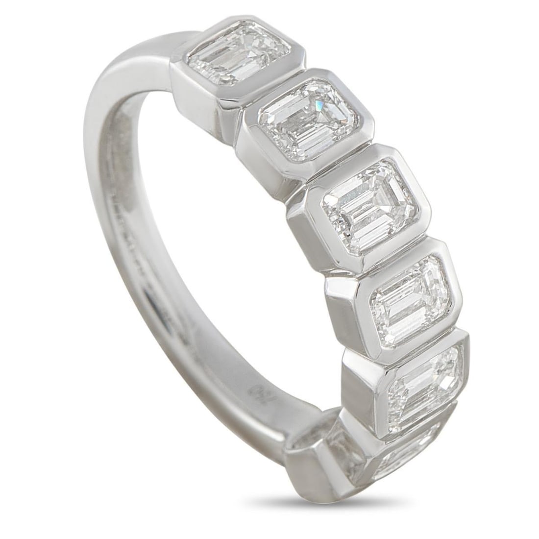 18K WHITE GOLD 1.75CT DIAMOND EMERALD-CUT 7-STONE RING (1 of 4)