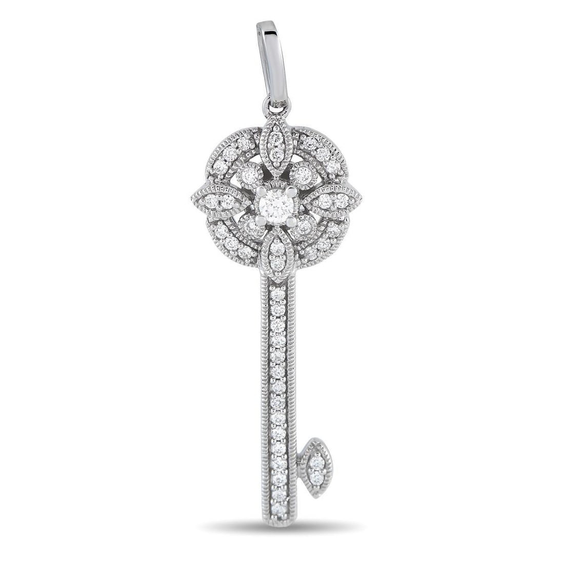 14K WHITE GOLD 0.25CT DIAMOND KEY PENDANT (1 of 2)